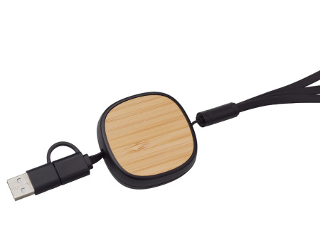 Универсальный кабель с ретрактором 3-в-1 Retrax, черный Универсальный кабель с ретрактором 3-в-1 Retrax, черный