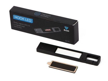 USB 2.0- флешка на 32 Гб c подсветкой логотипа Hook LED