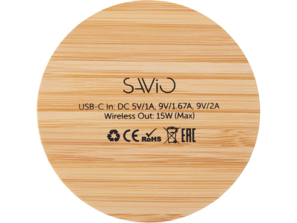 Беспроводное зарядное устройство с подсветкой лого Reedia S3, 15 Вт