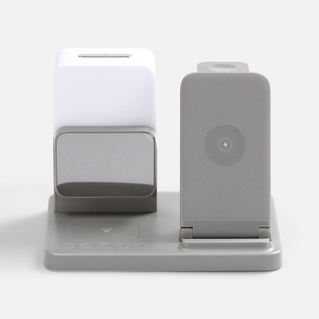 Зарядная станция с электронными часами и подсветкой Large Charge ver.3, серая