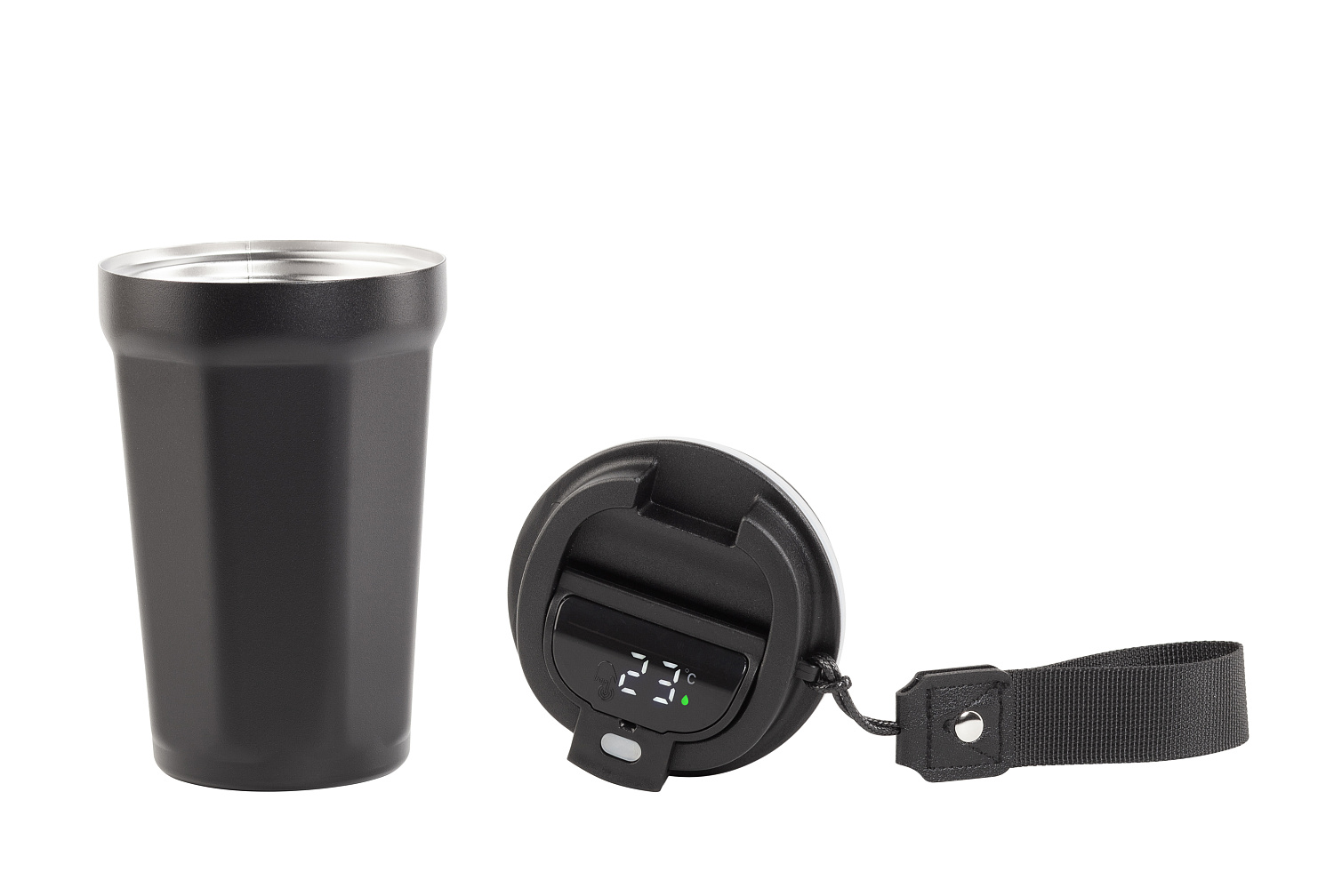 Термостакан "Legend" 390 мл с индикацией температуры, покрытие пудра, черный #