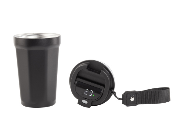 Термостакан "Legend" 390 мл с индикацией температуры, покрытие пудра, черный #
