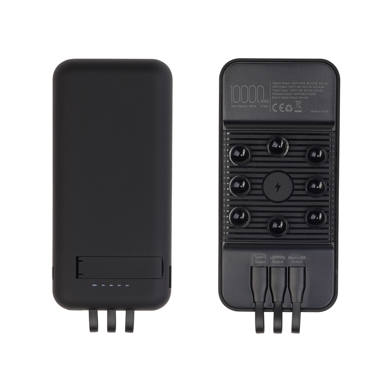 Беспроводное зарядное (22.5/15W) устройство "Topfull SOFTTOUCH" 10000 mAh с подсветкой лого, присосками, встроенными кабелями, с подставкой Беспроводное зарядное (22.5/15W) устройство "Topfull SOFTTOUCH" 10000 mAh с подсветкой лого, присосками, встроенными кабелями, с подставкой