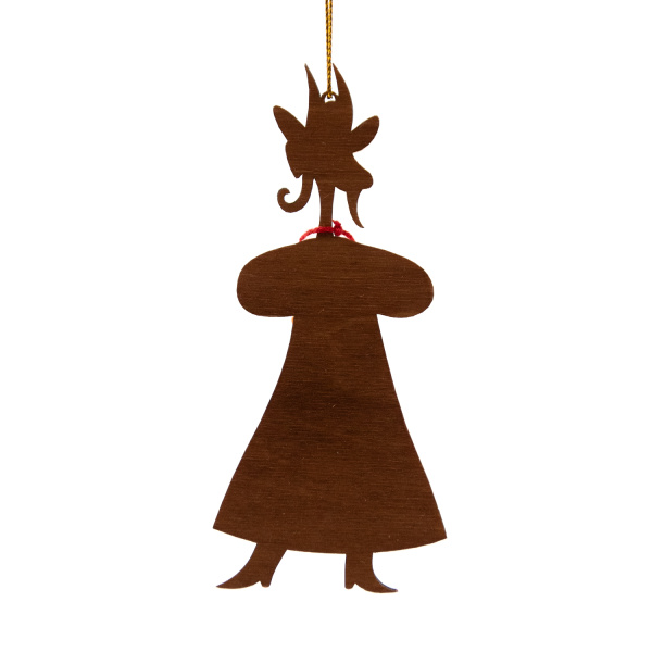 Ёлочная игрушка Коза в сарафане (красный с белым)