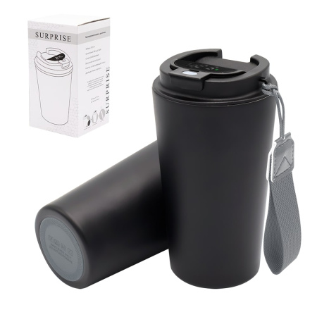 Термокружка Surprise To Go с индикатором, чёрная/серая