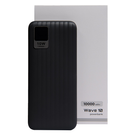 Универсальный аккумулятор Wave 10 (10000 мАч), черный, 14,9х6.7х1,6 см