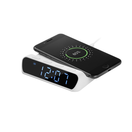 Зарядная станция с часами 15W Rigel, белая Зарядная станция с часами 15W Rigel, белая