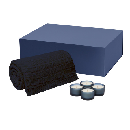 Подарочный набор Сенто (Sento), Фадо (Fado), синий (свеча, плед)