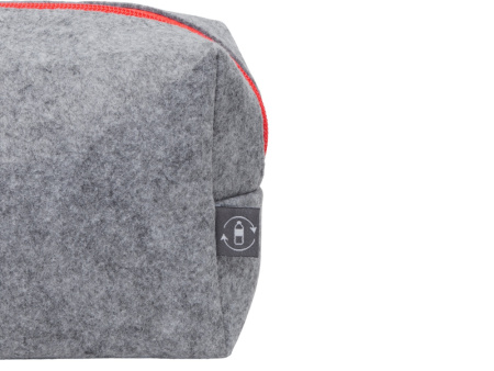 Косметичка из РПЕТ фетра с ручкой Felt, серый с красным