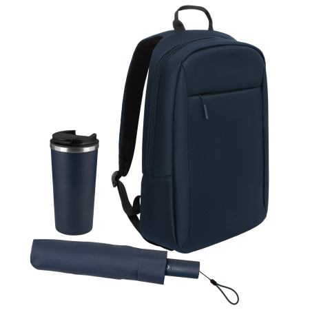 Подарочный набор Sirius, синий (зонт, термокружка, рюкзак) Подарочный набор Sirius, синий (зонт, термокружка, рюкзак)