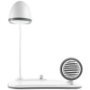 Лампа с колонкой и беспроводной зарядкой Flashback, белая Лампа с колонкой и беспроводной зарядкой Flashback, белая