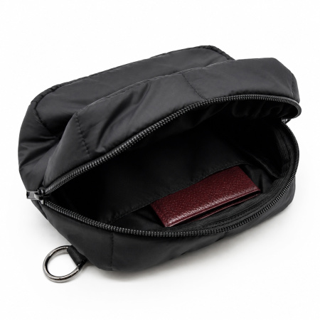 Несессер Superbag Bubble, стёганый, на молнии, с креплением на кольцо-карабин (черный)
