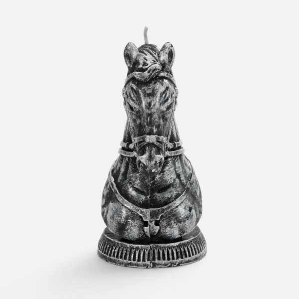 Свеча фигурная «Бюст лошади», серебристая