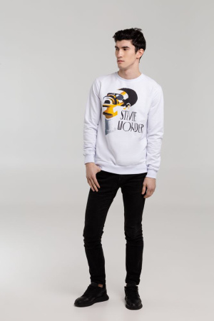 Толстовка «Меламед. Stevie Wonder», белая, размер XS