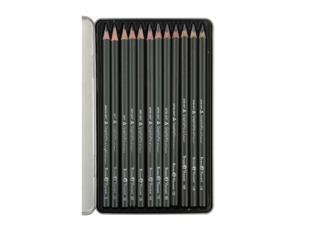 Набор чернографитовых карандашей  Sketch & Art ,12 шт. b-14b,  металлическая коробка с ложементом
