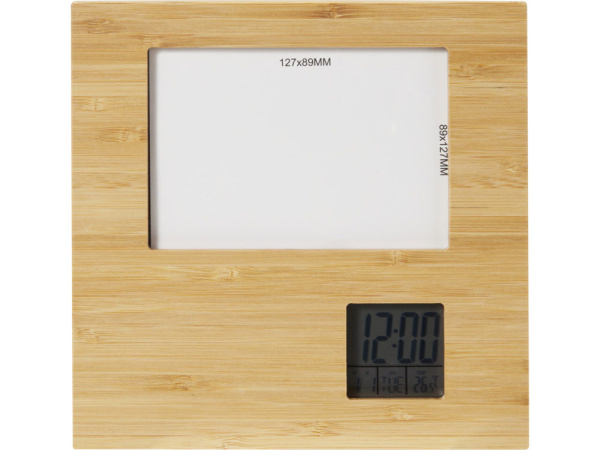 Бамбуковая фоторамка Sasa с метеостанцией