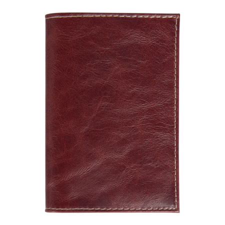 Обложка для автодокументов Leather Sky Matt Sun из натуральной кожи, бордовая с белой прострочкой