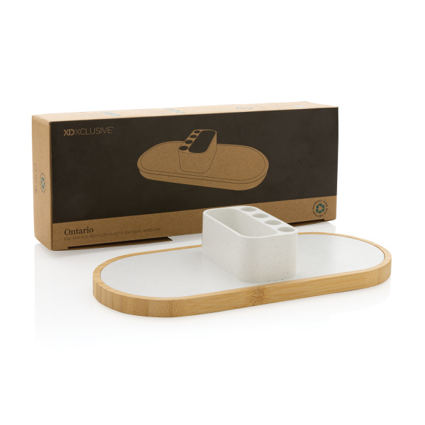 Док-станция Ontario 2-в-1 с органайзером из переработанного пластика RCS, 10 Вт Док-станция Ontario 2-в-1 с органайзером из переработанного пластика RCS, 10 Вт