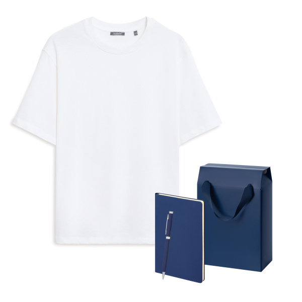Набор с одеждой RUST  (футболка, ежедневник, ручка), белый/синий, XS/S
