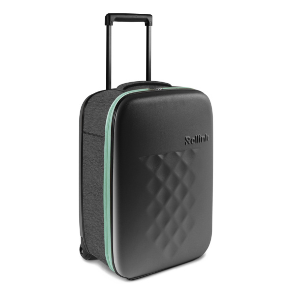Чемодан складной Rollink Earth 55x40x20 см, 2 колеса, черный/зеленый