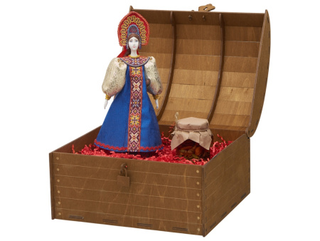 Подарочный набор: кукла фарфоровая, мед, синий