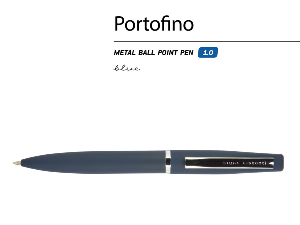 Ручка металлическая шариковая Portofino, софт-тач, 1.0 мм, синий