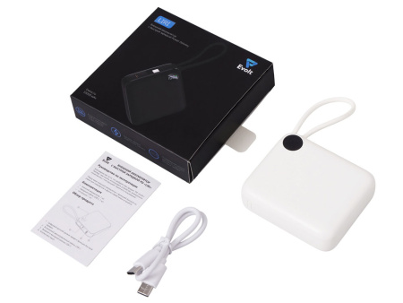 Внешний аккумулятор со встроенным кабелем Liri, QC/PD, 10000 мАч, теплый белый