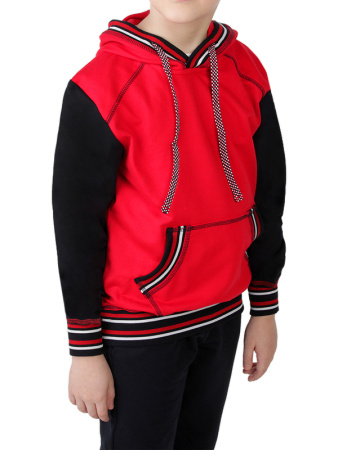 Толстовка дет. с капюшоном  крас/синий XS