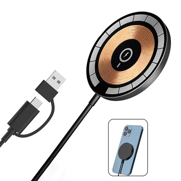 Беспроводное магнитное зарядное устройство Aphia 15W, прозрачный Беспроводное магнитное зарядное устройство Aphia 15W, прозрачный