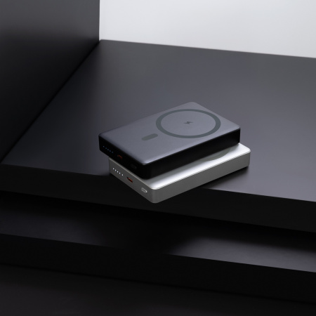 Внешний аккумулятор Atlantis PD Plus 10000mAh с функцией беспроводной зарядки 15W, серебряный