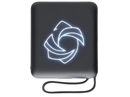 Магнитный беспроводной внешний аккумулятор c подсветкой лого Энчант, 10000 мАч, черный