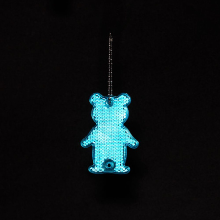 Пешеходный светоотражатель с цепочкой «Мишка», синий