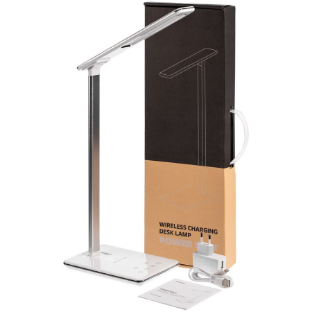 Настольная лампа с беспроводной зарядкой Power Spot, белая Настольная лампа с беспроводной зарядкой Power Spot, белая