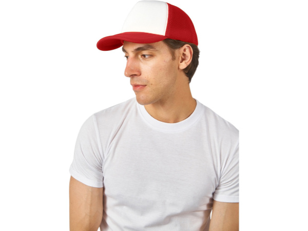 Бейсболка с сеткой Newport, белый/красный