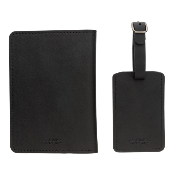 Обложка на паспорт с багажной биркой Swiss Peak из переработанного полиуретана GRS Обложка на паспорт с багажной биркой Swiss Peak из переработанного полиуретана GRS