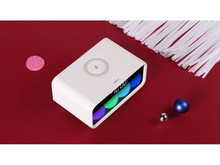 Часы с беспроводным зарядным устройством Rombica Timebox 1, белый Часы с беспроводным зарядным устройством Rombica Timebox 1, белый