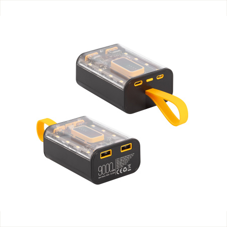 Зарядное устройство "Shine" 9000 mAh с LED-подсветкой, встроенными кабелями Type-C/Lightning/USB Зарядное устройство "Shine" 9000 mAh с LED-подсветкой, встроенными кабелями Type-C/Lightning/USB