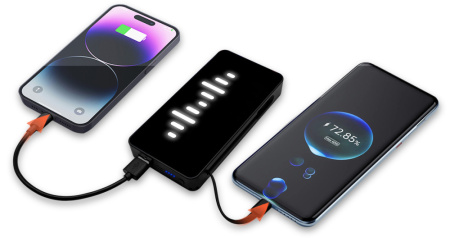 Аккумулятор с подсветкой "Scyler", 10000 Mah (черный)
