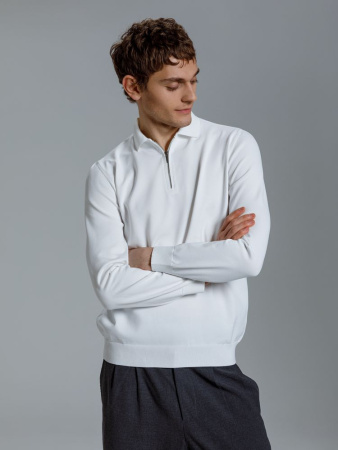 Рубашка поло мужская с длинным рукавом Terrazzo, белая, размер 2XL/3XL