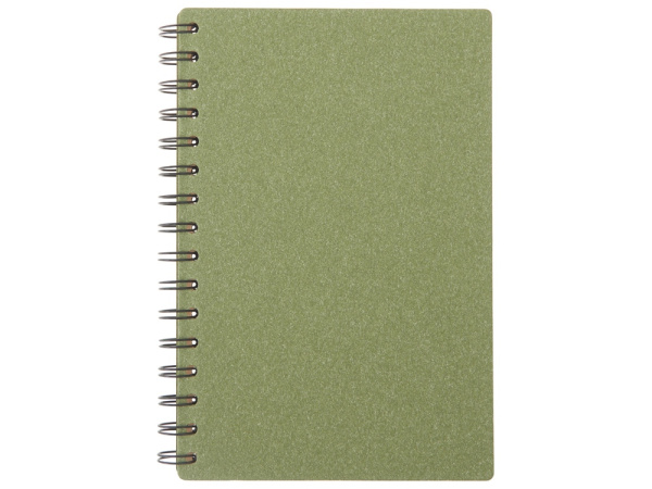 Блокнот на спирали в картонной обложке с переработанной бумагой Mania, зеленый