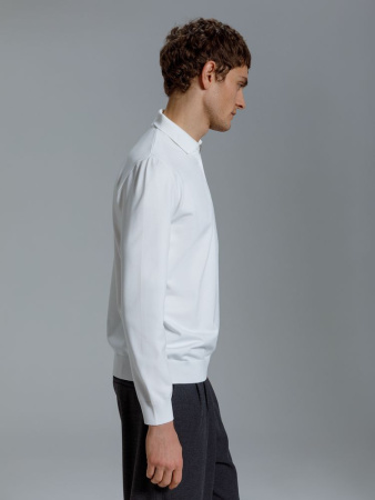 Рубашка поло мужская с длинным рукавом Terrazzo, белая, размер 2XL/3XL