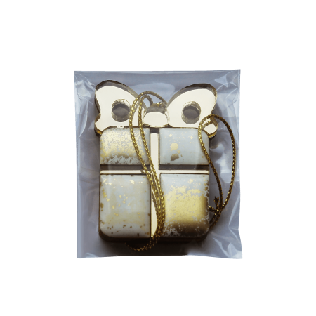 Ёлочная игрушка Подарочек (белый с золотым )