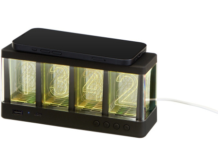 Часы с беспроводной зарядкой Cyber, 10 Вт Часы с беспроводной зарядкой Cyber, 10 Вт