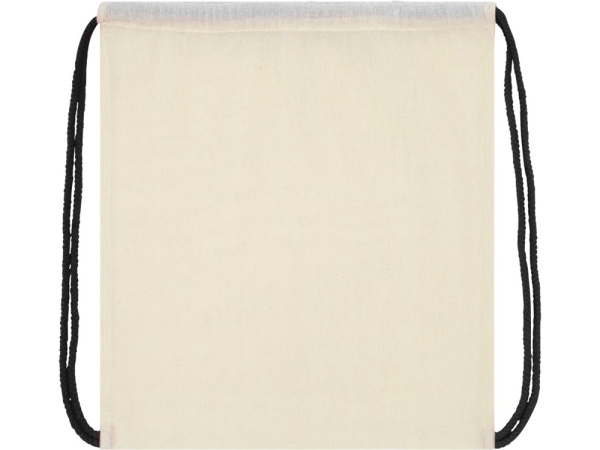 Рюкзак со шнурком Oregon, имеет цветные веревки, изготовлен из хлопка 100 г/м2, бежевый/черный