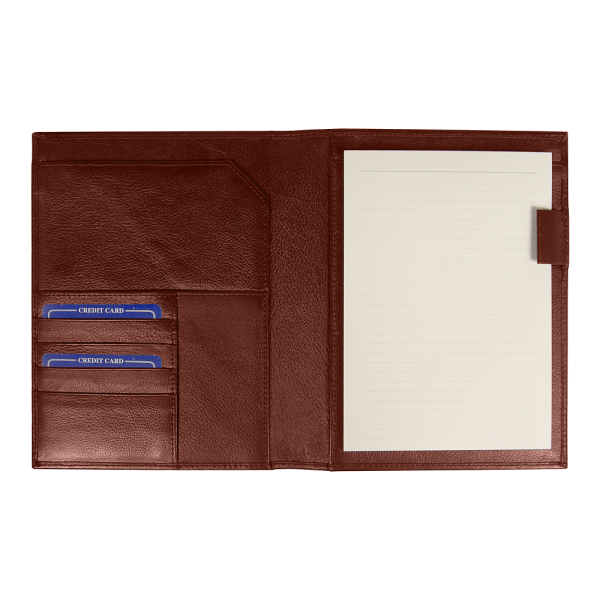 Суперобложка из натуральной кожи Universal leather размер А5+ , коричневая,  с блокнотом