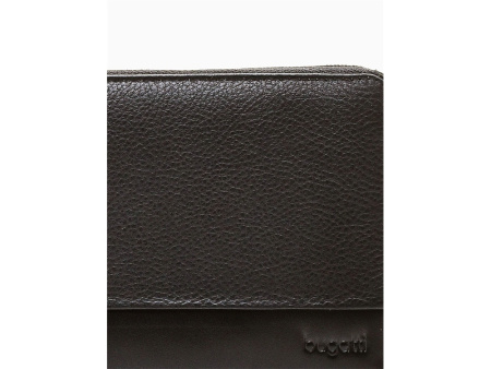 Кошелёк BUGATTI Atlanta, на молнии, чёрный, натуральная воловья кожа, 19,5х2,5х10,5 см