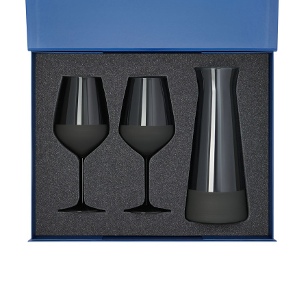 Подарочный набор декантер + 2 бокала для вина Black Edition в синей коробке
