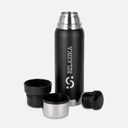 Термос Relaxika 750 со стикерпаком, черный