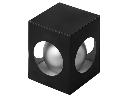 Стеклянный елочный шар Christmas bauble, серебро, металлик, с серебристым колпачком в черной коробке