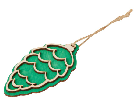 Подвеска шишка с цветной подложкой, зеленая подложка